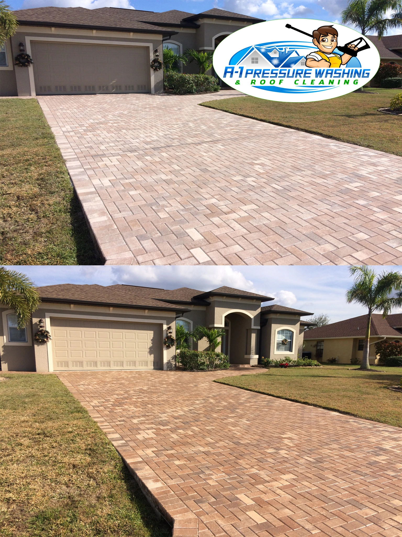 Paver Sealing Services, Before & After | A-1 Pressure Washing & Roof Cleaning